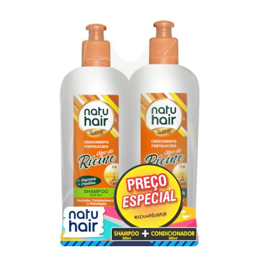 Imagem de Kit shampoo + condicionador natuhair sos óleo de rícino 600ml