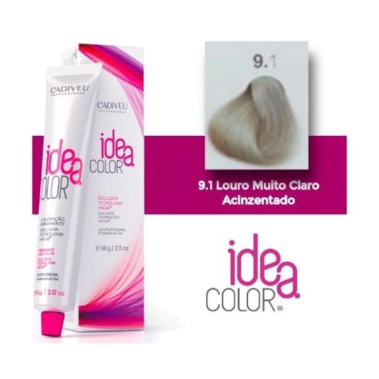 Imagem de Coloração permanente idea color 9.1 louro muito claro acinzentado 60g