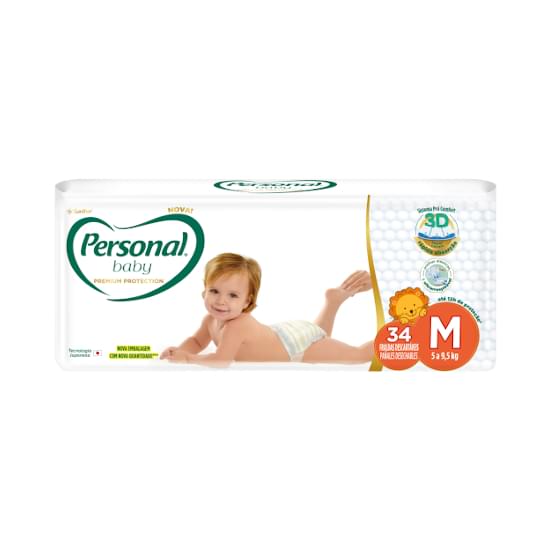 Imagem de Fralda infantil personal baby premium protection mega tamanho m | com 34 unidades