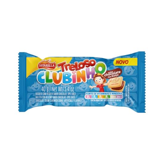 Imagem de Biscoito recheio chocolate tipo suíço vitarella treloso clubinho pacote 40g