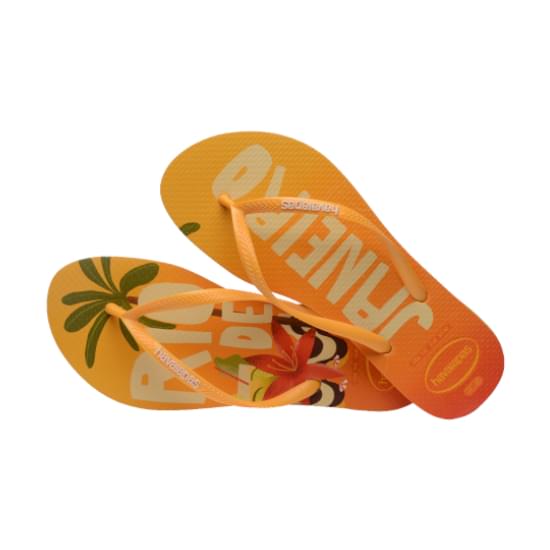 Imagem de Sandália havaianas feminina slim postcard amarelo pop 33/34