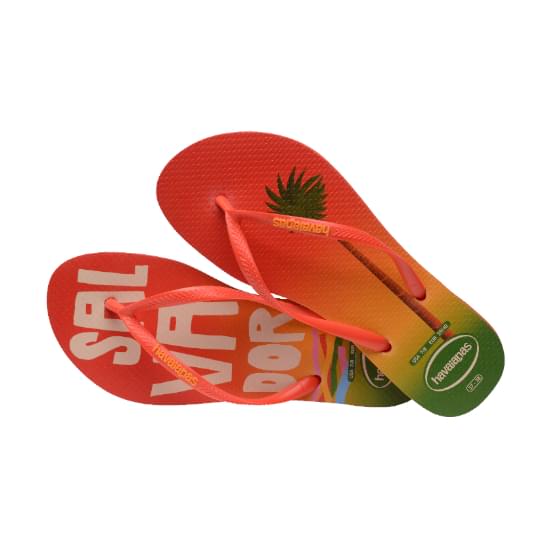 Imagem de Sandália havaianas feminina slim postcard blood orange 33/34