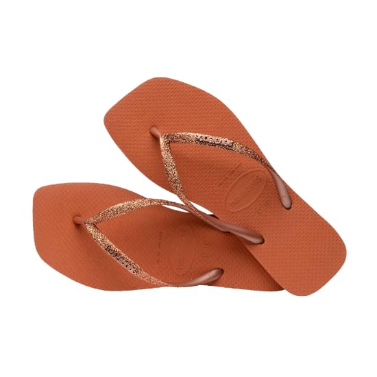 Imagem de Sandália havaianas feminina slim square glitter laranja cerrado 33/34