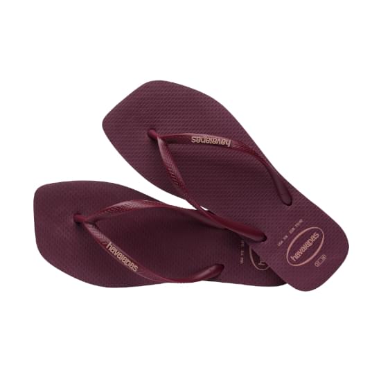 Imagem de Sandália havaianas feminina slim square logo pop up terra roxa 35/36