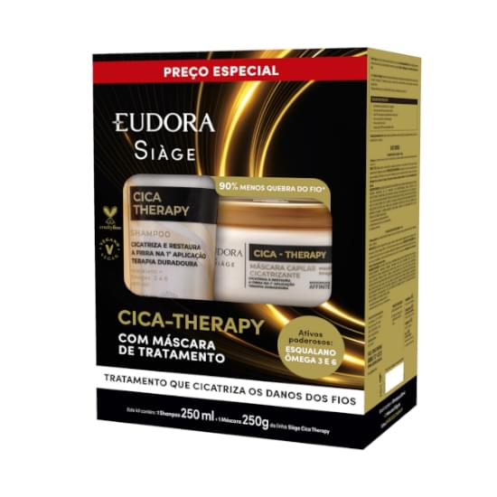 Imagem de Kit shampoo 250ml + máscara de tratamento 250g eudora siàge cica-therapy