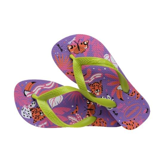 Imagem de Sandália havaianas infantil kids top fashion lilas escuro/verde limao 35/36