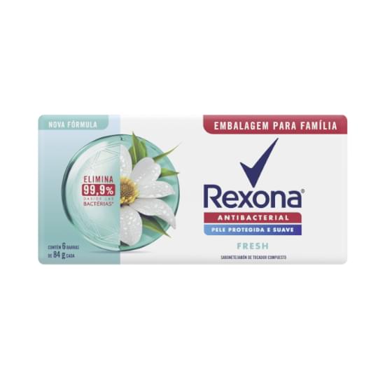 Imagem de Pack sabonete barra antibacterial fresh rexona 6 unidades 84g cada embalagem família