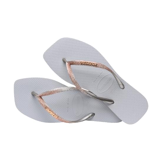 Imagem de Sandália havaianas feminina slim square glitter cinza gelo 39/40