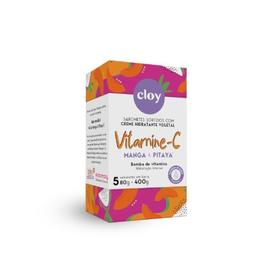 Imagem de Pack sabonete barra hidratante vegetal manga e pitaya cloy bomba de vitamina caixa 400g 5 unidades