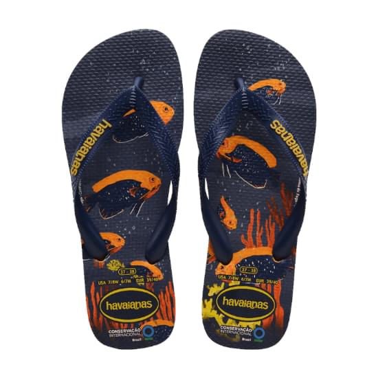 Imagem de Sandálias havaianas masculina conservação internacional amarelo pop 37/38