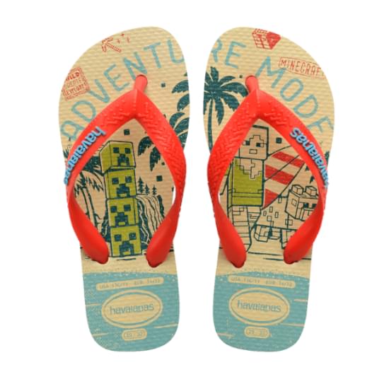 Imagem de Sandalia havaianas infantil kids minecraft bege palha/laranja 23/24