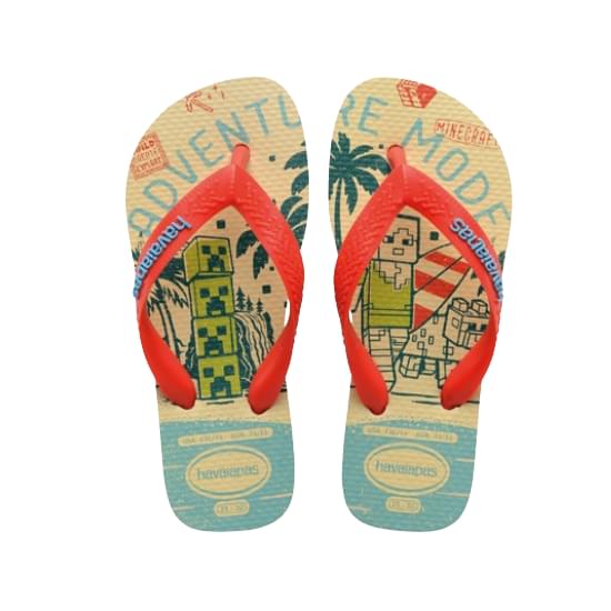 Imagem de Sandalia havaianas infantil kids minecraft bege palha/laranja 33/34