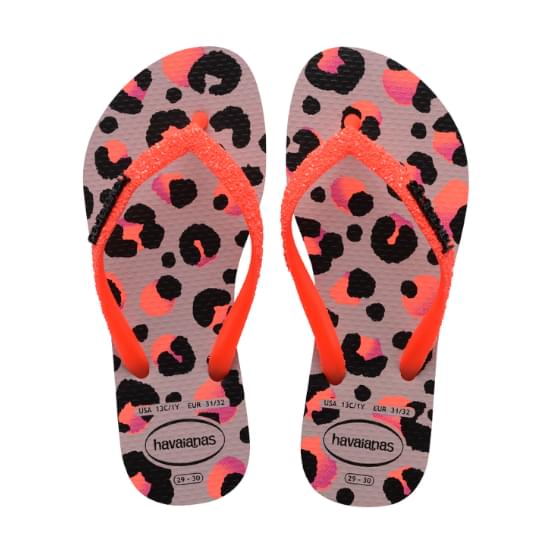 Imagem de Sandália havaianas feminina kids slim glitter ii rosa peonia/preto 23/24