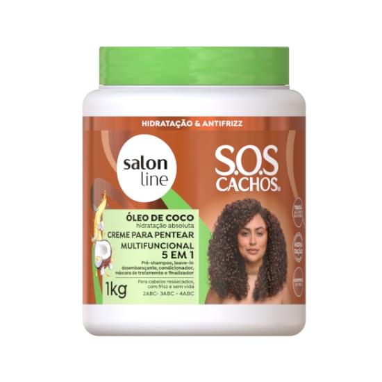 Imagem de Creme para pentear s.o.s cachos 5 em 1 óleo de coco salon line 1kg