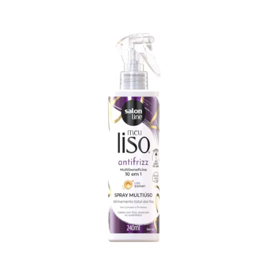 Imagem de Spray defrizante protetor térmico salon line meu liso 10 em 1 antifrizz 240ml