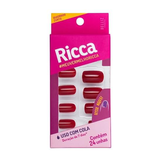 Imagem de Ricca unhas vermelho bordo c/24