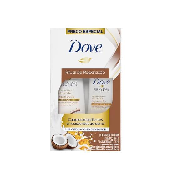 Imagem de Kit shampoo 350ml + condicionador 175ml dove ritual de reparação