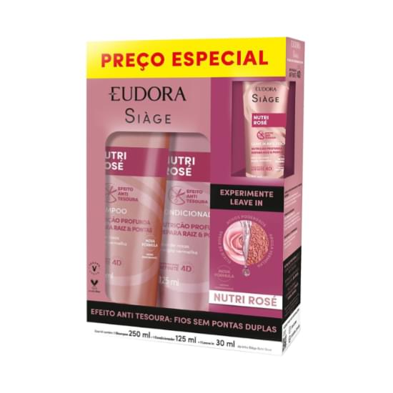 Imagem de Kit shampoo 250ml + condicionador 125ml eudora siáge nutri rose