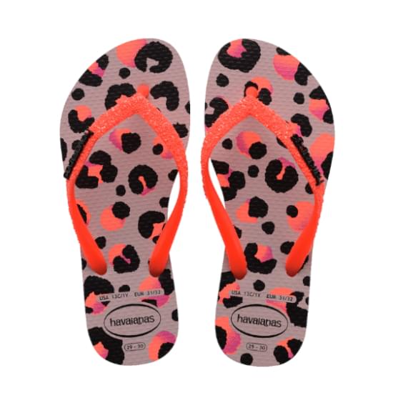 Imagem de Sandália havaianas feminina kids slim glitter ii rosa peonia/preto 27/28