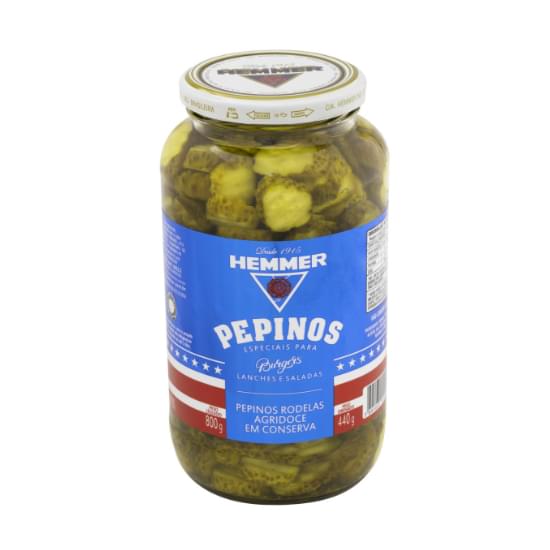 Imagem de Pepino em conserva em rodelas agridoce hemmer burgers vidro 440g