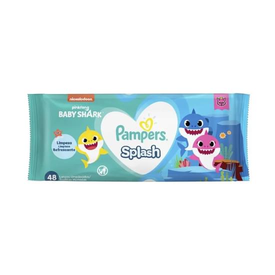 Imagem de Lenço umedecido baby shark pampers splash sempre limpo pacote 48 unidades