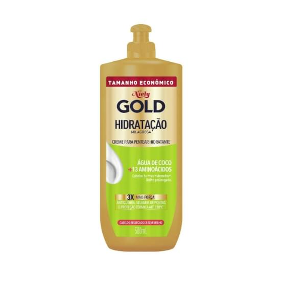 Imagem de Creme para pentear hidratante niely gold hidratação milagrosa frasco 500ml tamanho econômico