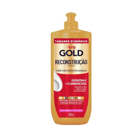 Imagem de Creme para pentear restaurador niely gold reconstrução potente frasco 500ml tamanho econômico