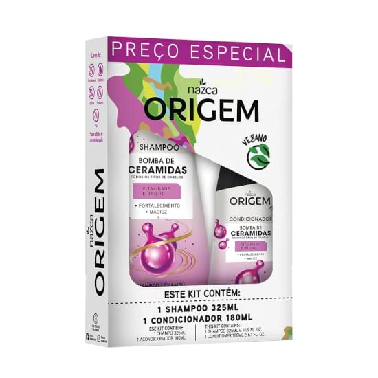 Imagem de Origem kit shampoo 325ml e condicionador 180ml bomba de ceramidas