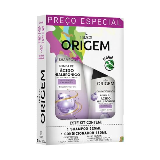 Imagem de Origem kit shampoo 325ml e condicionador 180ml bomba de ácido hialurônico