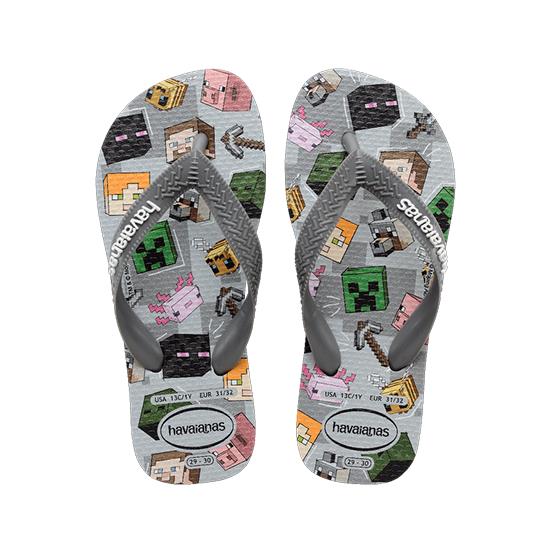 Imagem de Sandalia havaianas infantil kids minecraft cinza aço 31/32