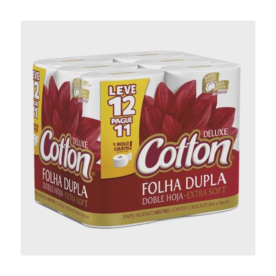 Imagem de Papel higiênico cotton folha dupla neutro leve 12 pague 11 unidades