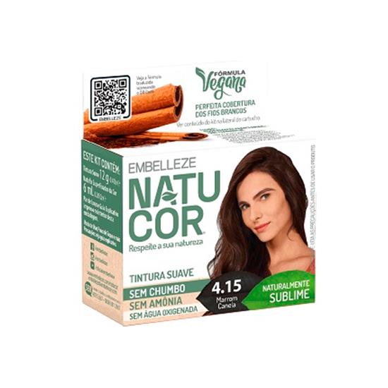 Imagem de Tinta de cabelo natucor naturalmente sublime marrom canela 4.15