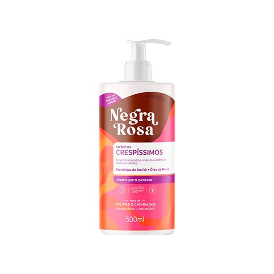 Imagem de Creme para pentear negra rosa cabelos crespíssimos frasco 500ml