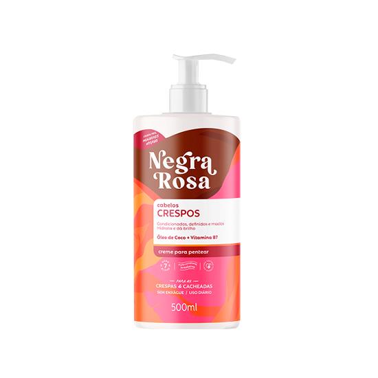 Imagem de Creme para pentear negra rosa cabelos crespos frasco 500ml