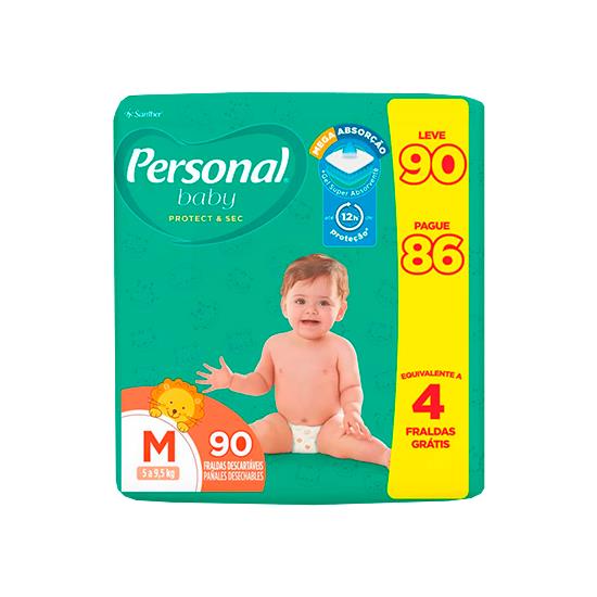 Imagem de Fralda infantil personal baby protect & sec giga tamanho m | com 90 unidades leve mais pague menos