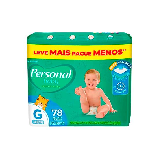 Imagem de Fralda infantil personal baby protect & sec giga tamanho g | com 78 unidades leve mais pague menos