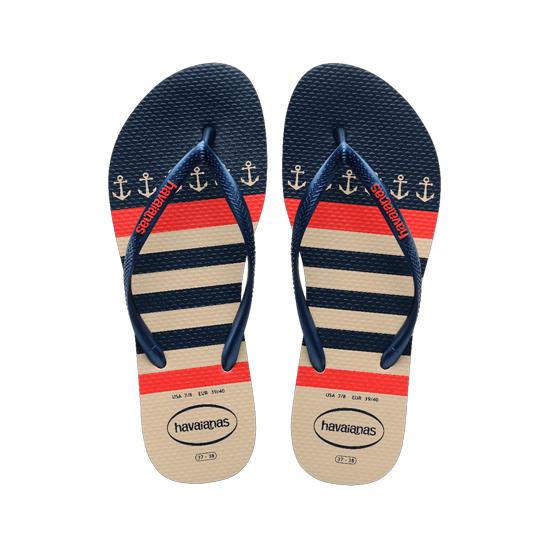 Imagem de Sandália havaianas feminina slim nautical bege palha/marinho 41/42