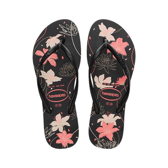 Imagem de Sandália havaianas feminina slim organic preto/cinza dark/rosa bebe 41/42