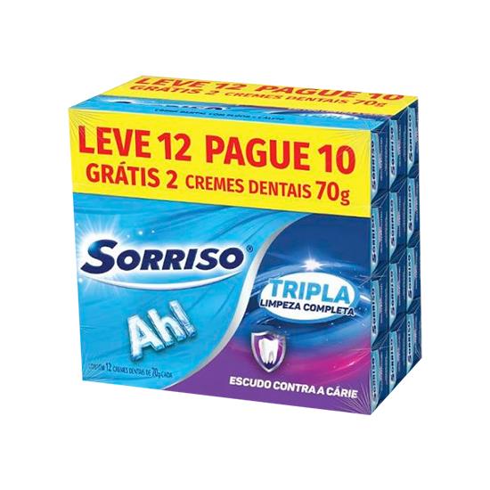 Imagem de Creme dental sorriso tripla limpeza completa caixa 70g cada leve 12 pague 10 unidades