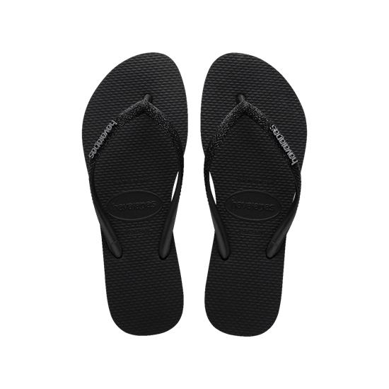 Imagem de Sandalia havaiana feminina slim glitter ii preto/preto 33/34