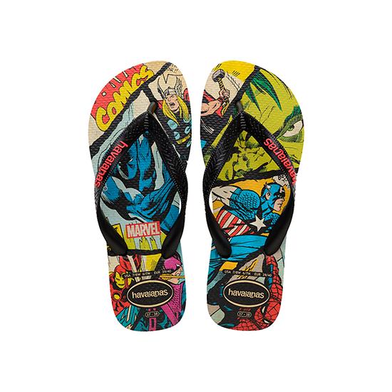 Imagem de Sandália havaianas masculina top marvel classic preto/preto/vermelho 43/44