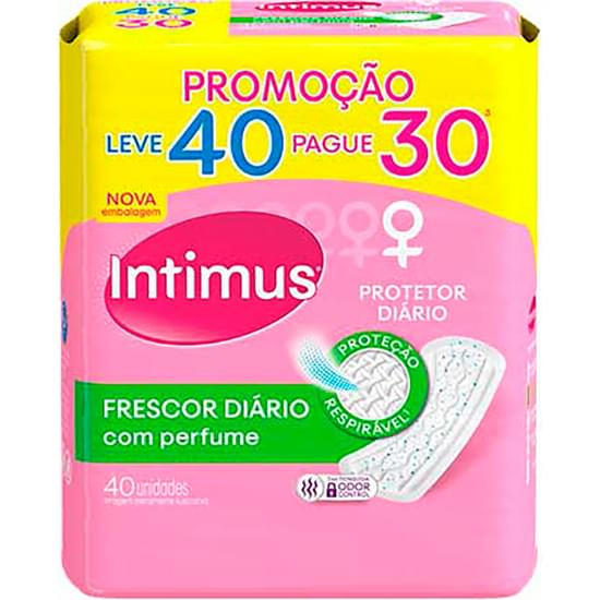 Imagem de Protetor diário sem abas intimus frescor diário pacote com 40 unidades leve mais pague menos