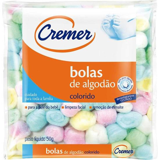 Imagem de Algodão bolas coloridas cremer pacote 50g