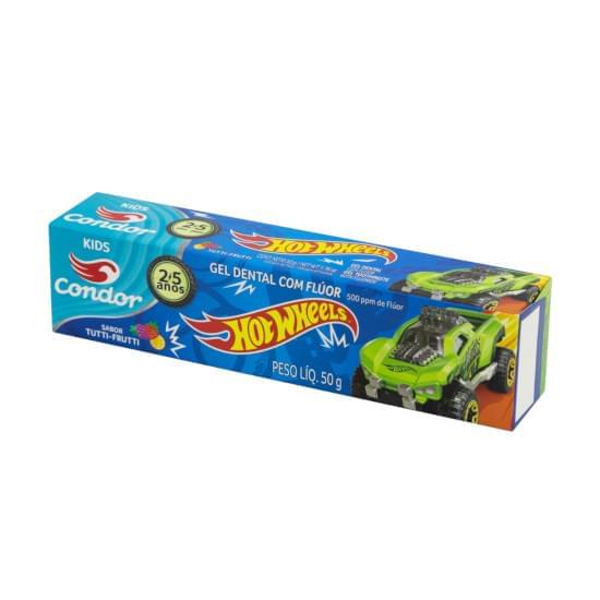 Imagem de Gel dental com flúor tutti frutti hot wheels condor kids caixa 50g