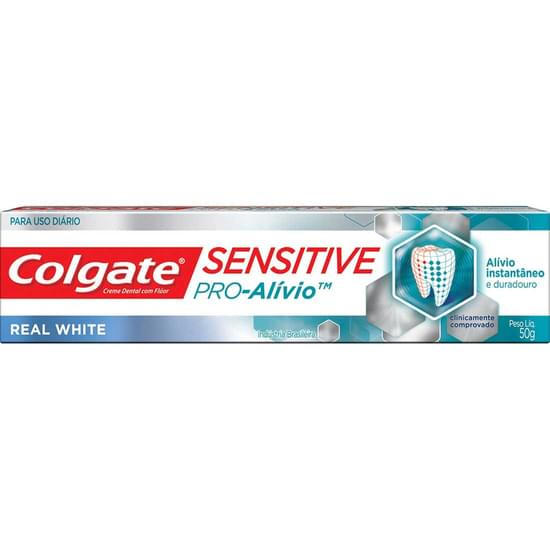 Imagem de Creme dental para dentes sensíveis colgate sensitive pro-alívio real white 50g