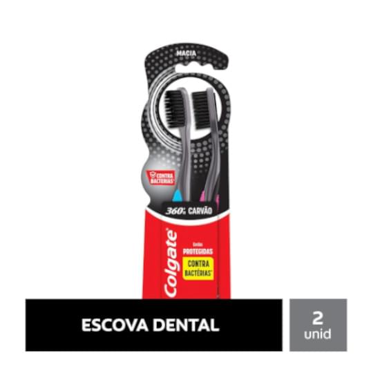 Imagem de Escova de dente contra bactérias colgate 360º carvão 2 unid