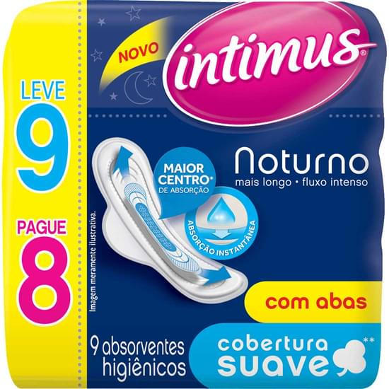 Imagem de Absorvente noturno intimus com abas suave gel | com 8 unidades + 1 grátis