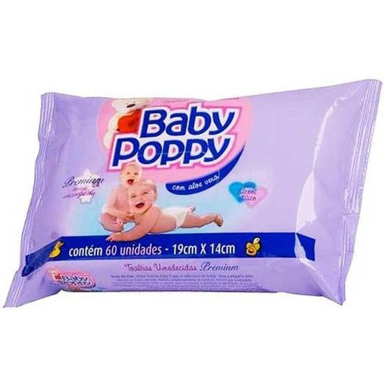 Imagem de Toalha umedecida infantil baby poppy | com 60 unidades