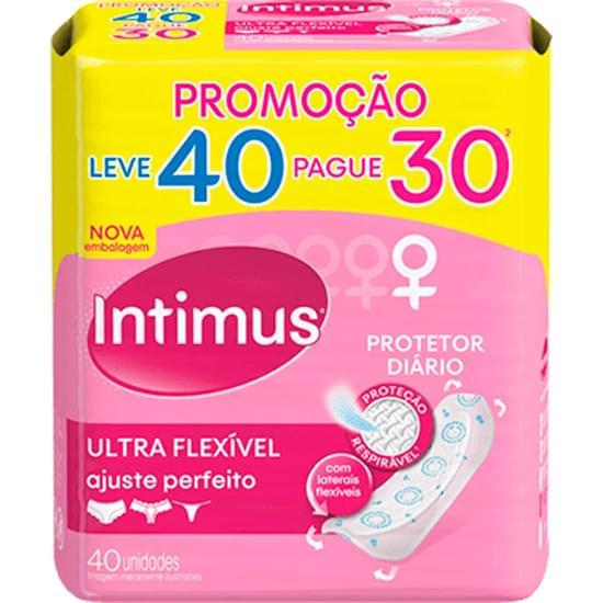 Imagem de Protetor diário intimus sem abas e sem perfume ultra flexível leve 40 pague 30 unidades