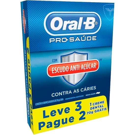 Imagem de Creme dental oral b pro-saúde anti açúcar 70g leve 3 pague 2 unidades